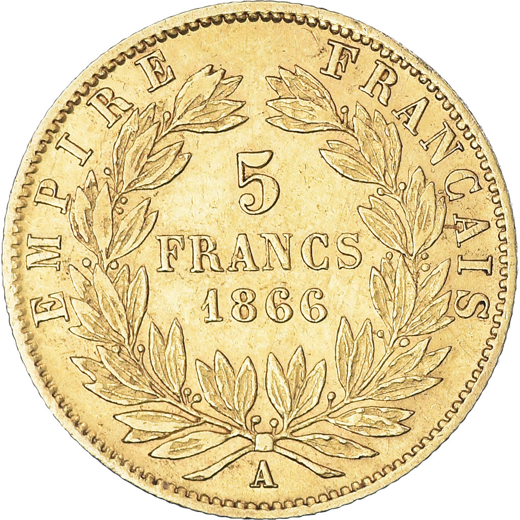 Münze, Frankreich, Napoleon III, 5 Francs, 1866, Paris, SS, Gold, KM:803.1