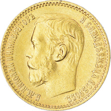 Munten, Rusland, Nicholas II, 5 Roubles, 1898, St. Petersburg, ZF, Goud, KM:62