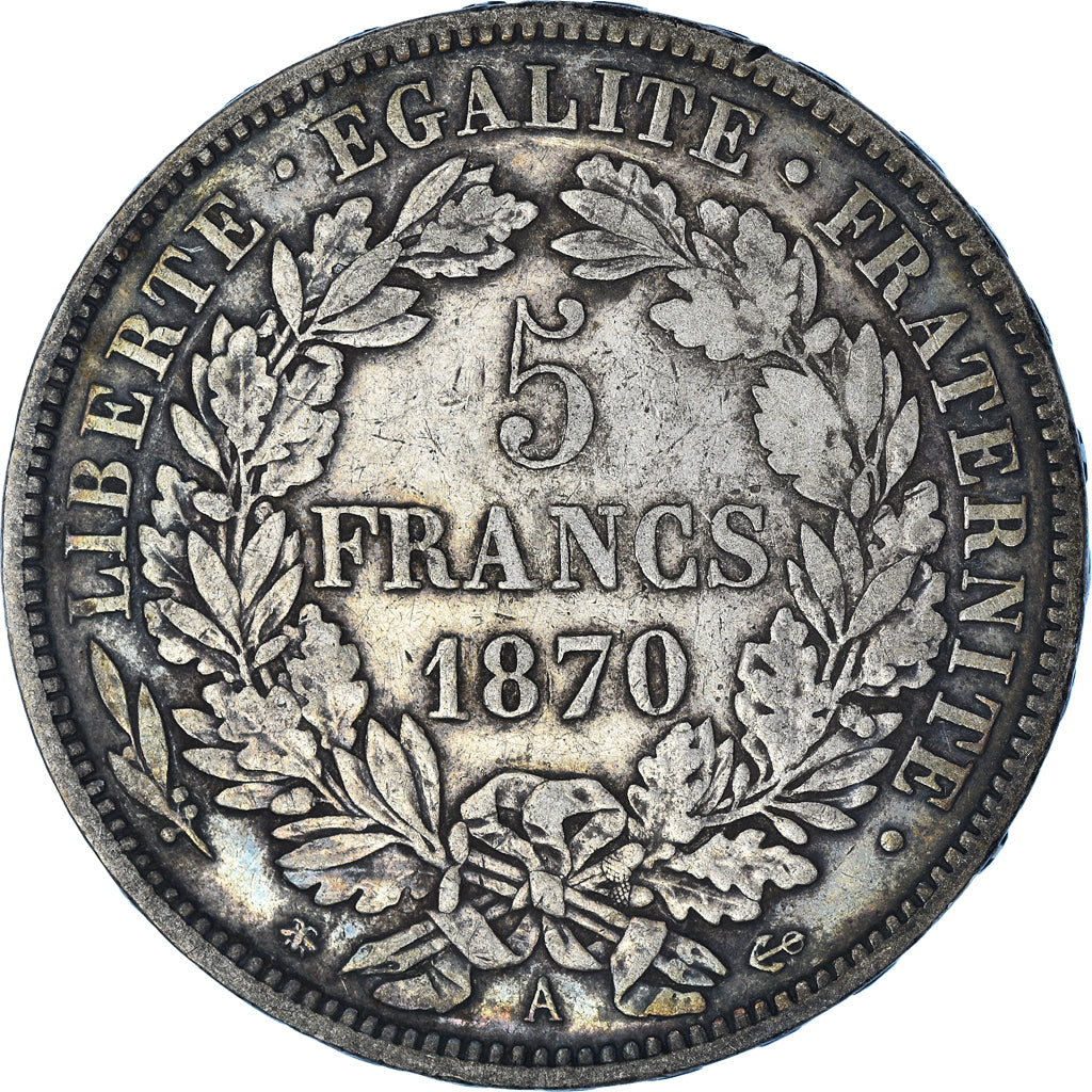 Coin, France, Cérès, 5 Francs, 1870, Paris, VF(30-35), Silver, KM:819