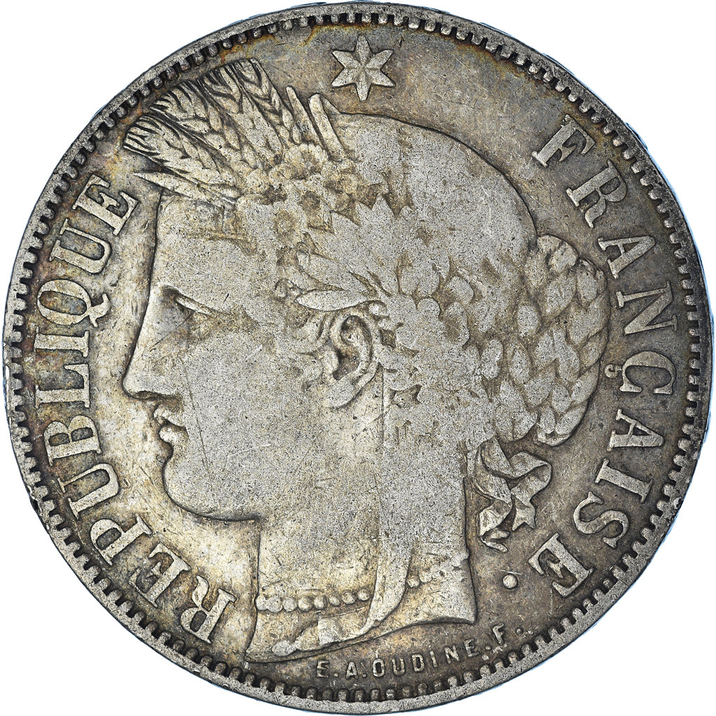 Coin, France, Cérès, 5 Francs, 1871, Bordeaux, VF(20-25), Silver, KM:818.2