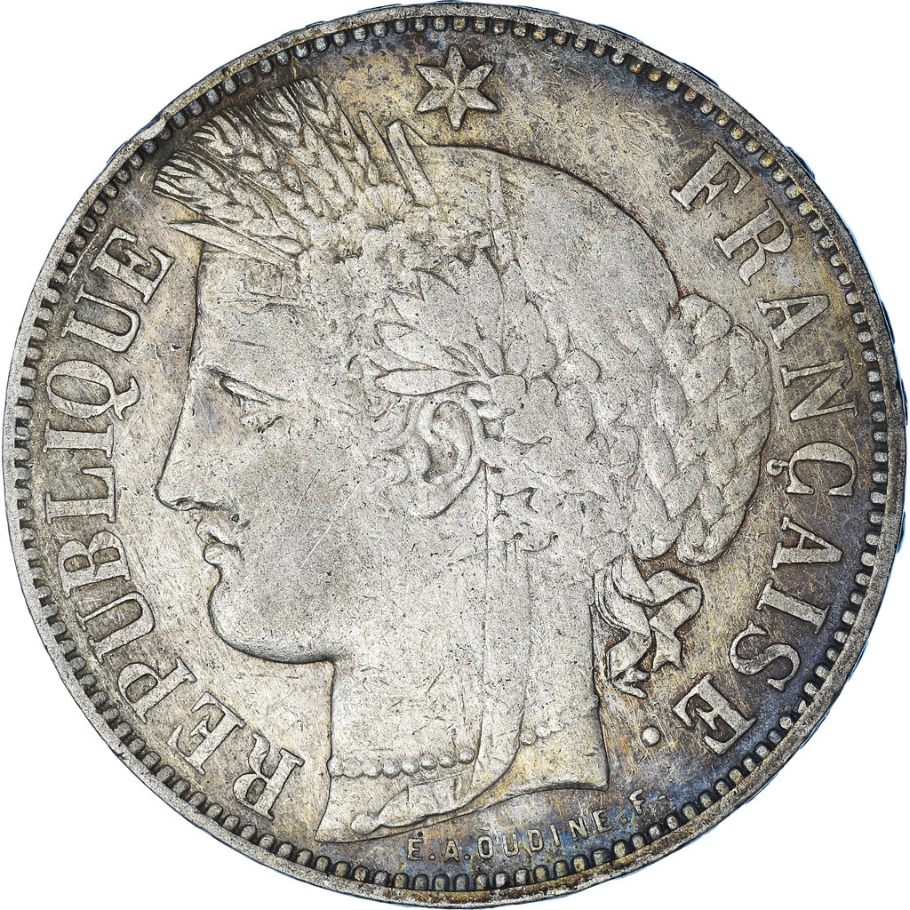 Coin, France, Cérès, 5 Francs, 1871, Bordeaux, VF(30-35), Silver, KM:818.2
