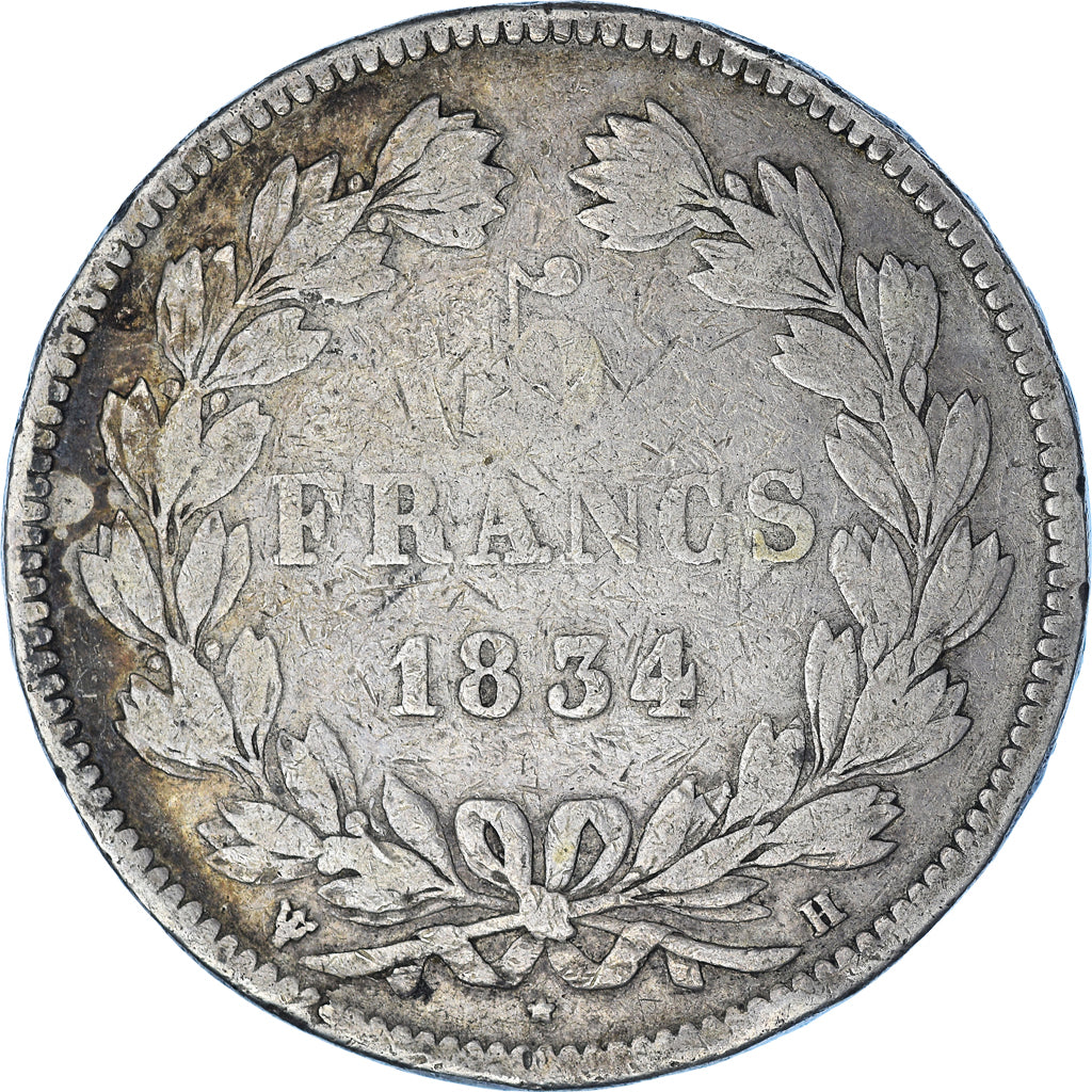 Coin, France, Louis-Philippe, 5 Francs, 1834, La Rochelle, VF(20-25), Silver