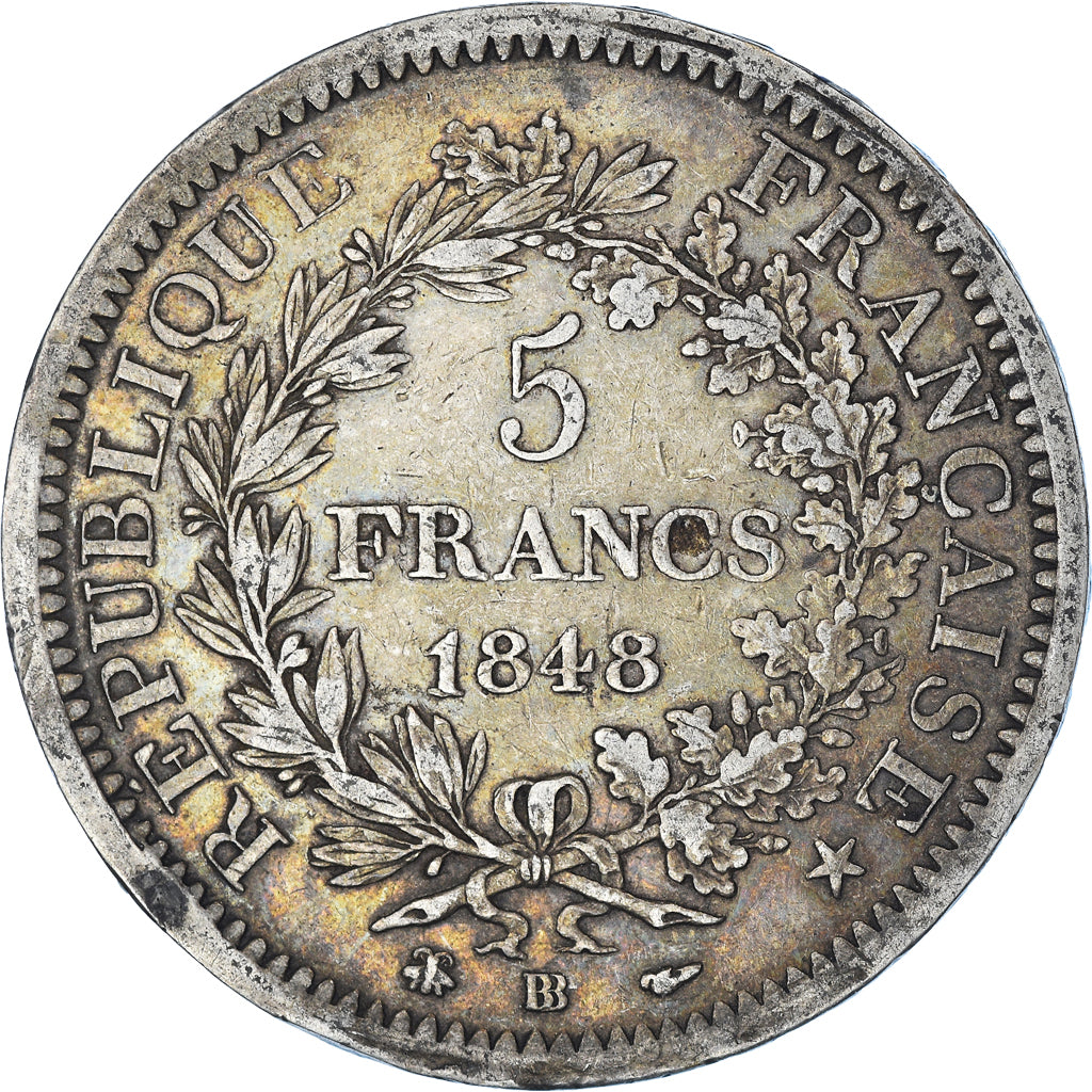 Coin, France, Hercule, 5 Francs, 1848, Strasbourg, VF(30-35), Silver, KM:756.2