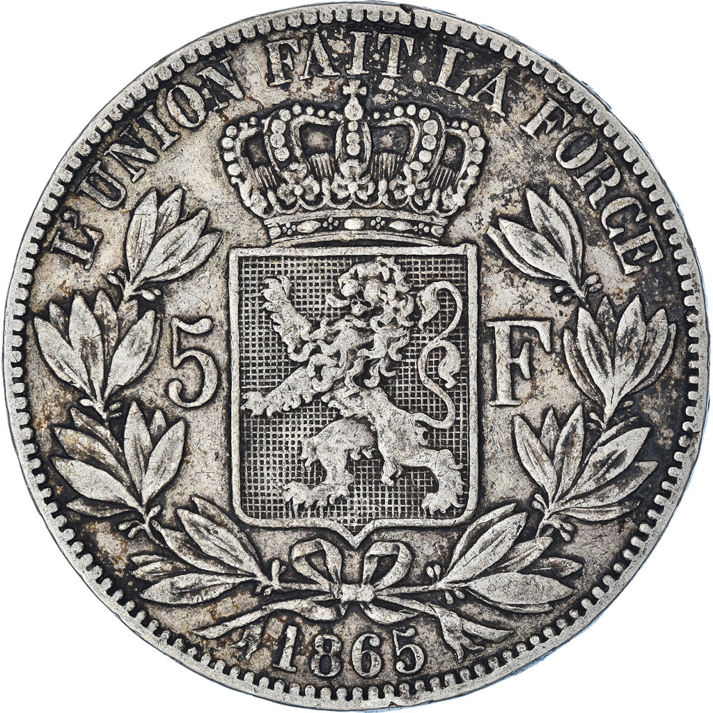 Münze, Belgien, Leopold I, 5 Francs, 5 Frank, 1865, S+, Silber, KM:17