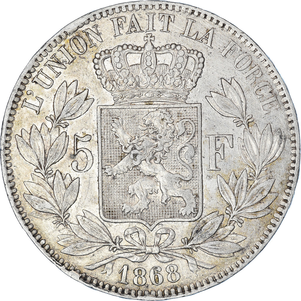 Coin, Belgium, Leopold II, 5 Francs, 5 Frank, 1868, EF(40-45), Silver, KM:24