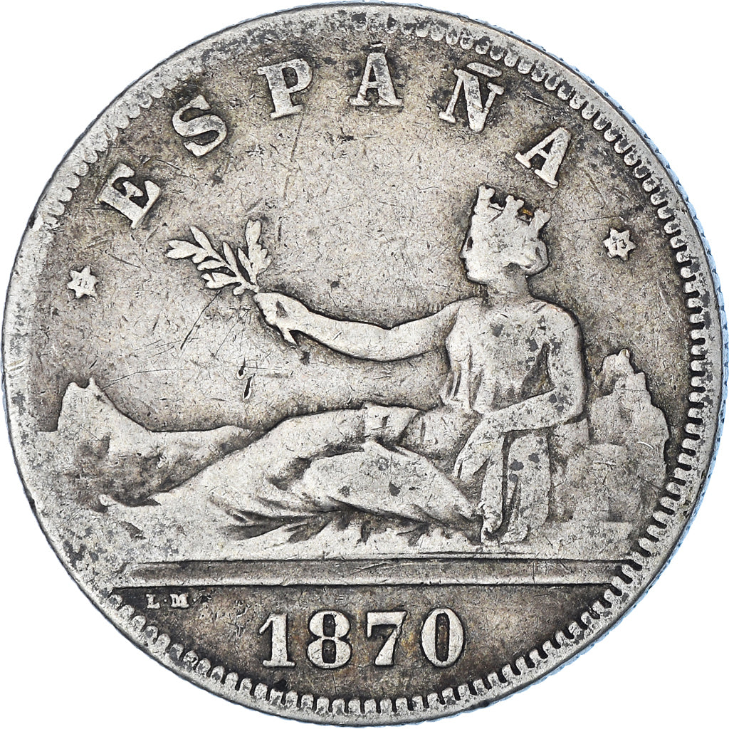 Moneta, Hiszpania, Provisional Government, 2 Pesetas, 1870 (73), Madrid