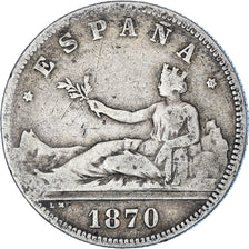 Monnaie, Espagne, Provisional Government, 2 Pesetas, 1870 (73), Madrid, TB+