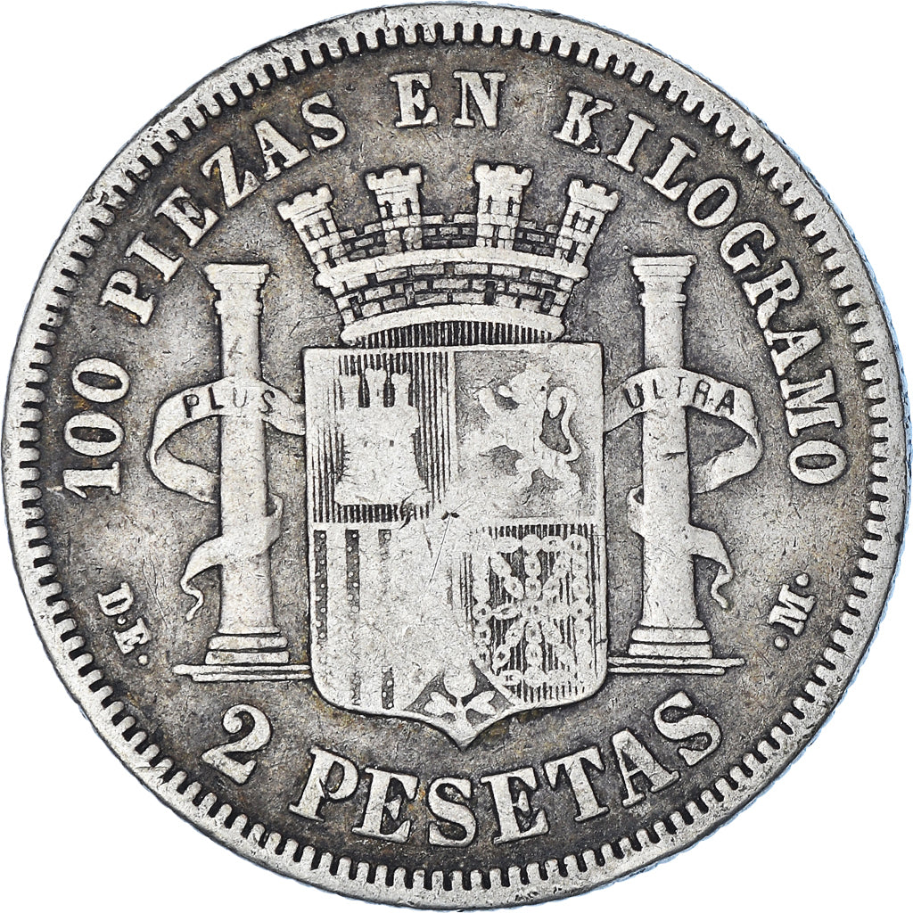 Moneta, Hiszpania, Provisional Government, 2 Pesetas, 1870 (73), Madrid