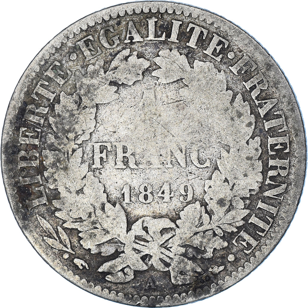 Coin, France, Cérès, Franc, 1849, Paris, F(12-15), Silver, KM:759.1
