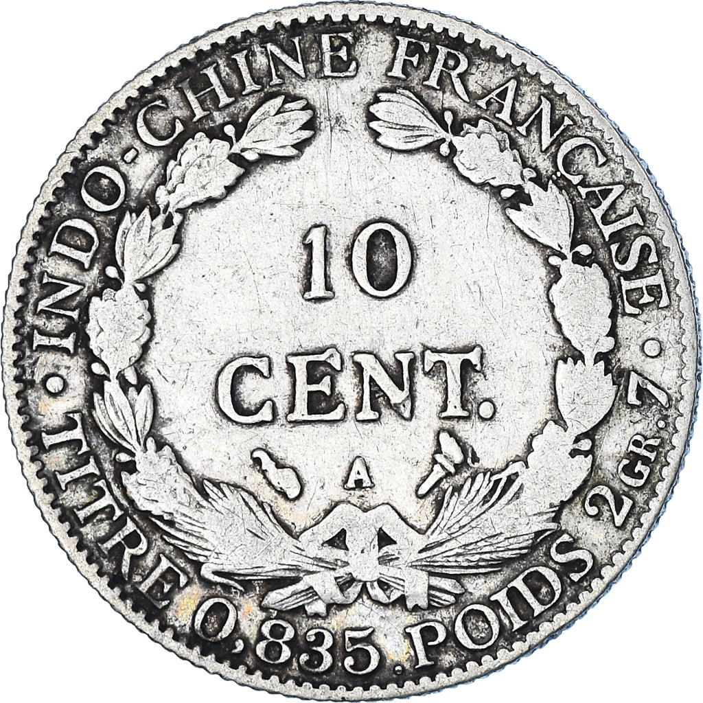 Coin, FRENCH INDO-CHINA, 10 Cents, 1911, Paris, VF(30-35), Silver