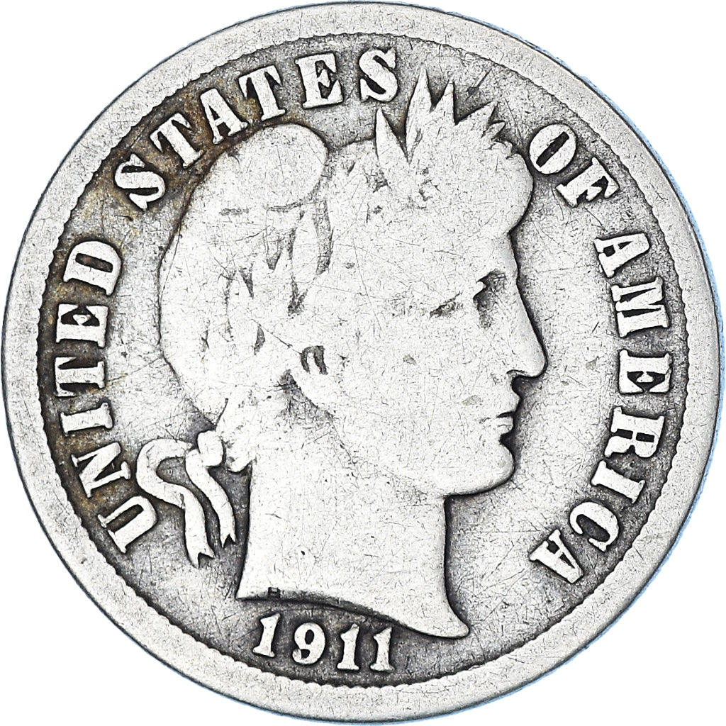 Coin, United States, Barber Dime, Dime, 1911, U.S. Mint, Philadelphia