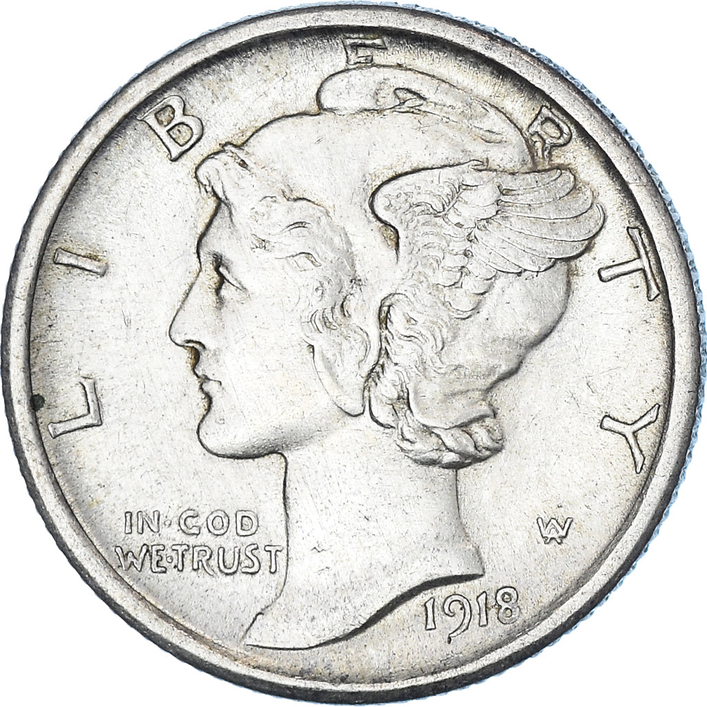 Coin, United States, Mercury Dime, Dime, 1918, San Francisco, Philadelphia