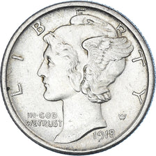 Coin, United States, Mercury Dime, Dime, 1918, San Francisco, Philadelphia
