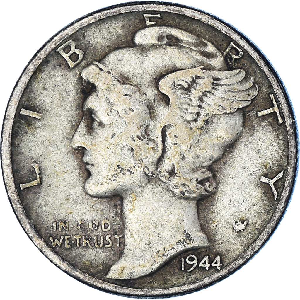 Moneta, Stati Uniti, Mercury Dime, Dime, 1944, U.S. Mint, Philadelphia, MB+