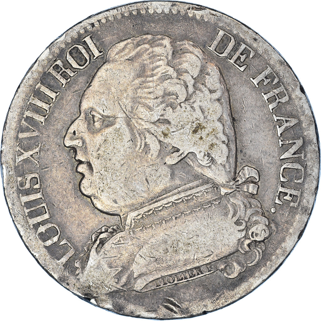 Coin, France, Louis XVIII, 5 Francs, 1814, Bayonne, VF(30-35), Silver, KM:702.8