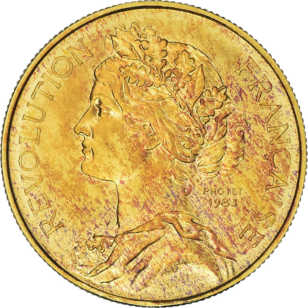 Francia, medaglia, French Fifth Republic, Révolution française, 1989, FDC, Oro