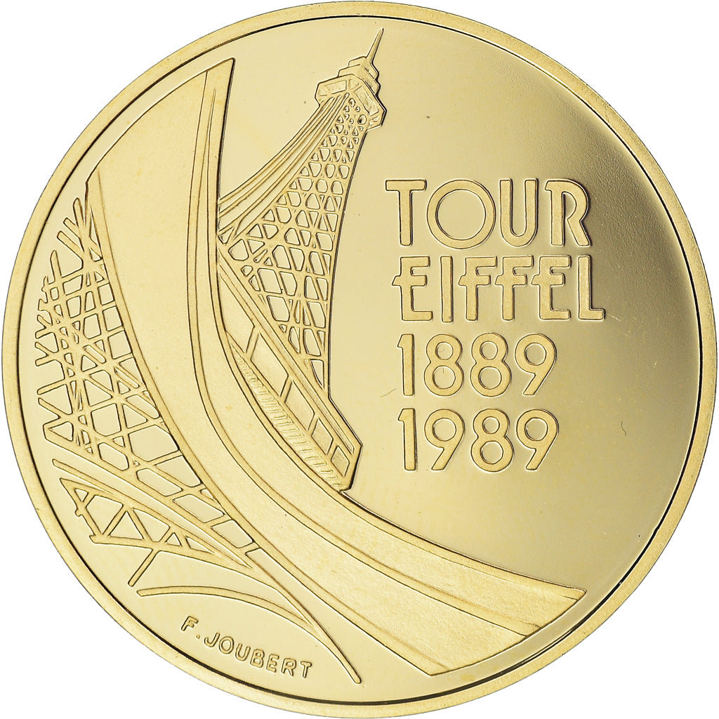 Coin, France, Tour Eiffel, 5 Francs, 1989, Paris, MS(65-70), Gold, KM:968b