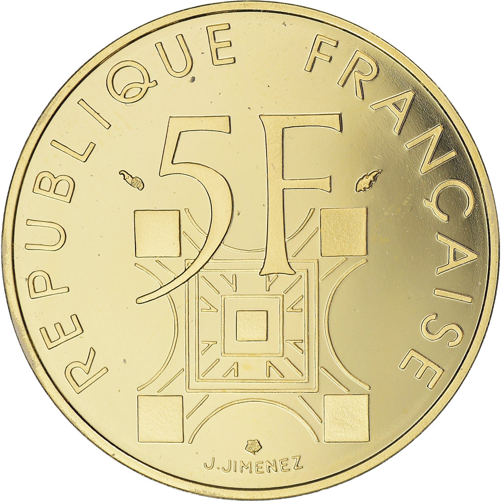 Coin, France, Tour Eiffel, 5 Francs, 1989, Paris, MS(65-70), Gold, KM:968b