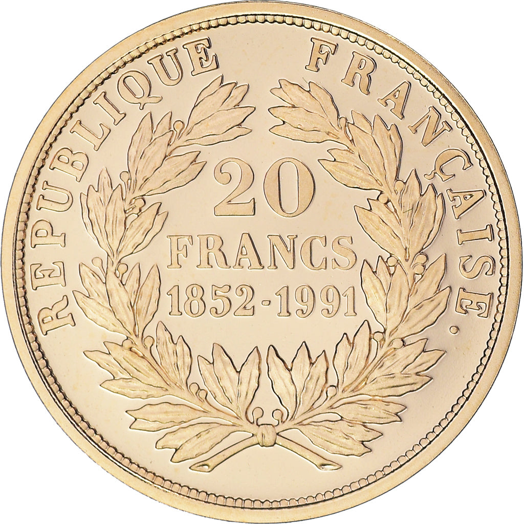 Moneta, Francia, Napoleon III, 20 Francs, 1991, Paris, Proof, FDC, Oro