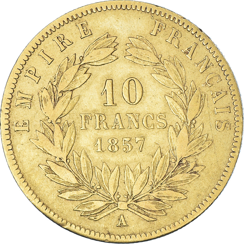 Münze, Frankreich, Napoleon III, 10 Francs, 1857, Paris, S, Gold, KM:784.3