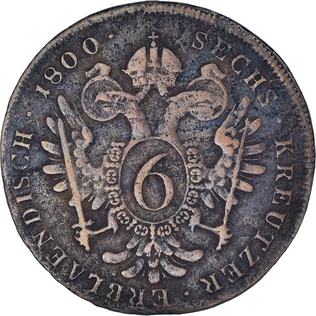 Coin, Austria, Franz II (I), 6 Kreuzer, 1800, VF(30-35), Copper, KM:2128