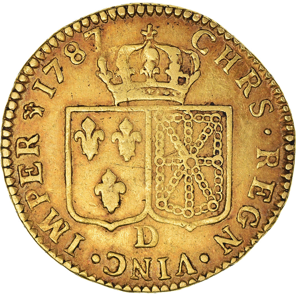 Moeda, França, Louis d'Or, 1787, Lyon, EF(40-45), Dourado, Gadoury:361