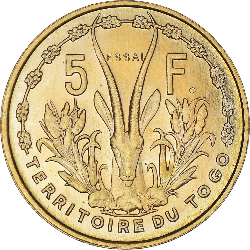Coin, Togo, 5 Francs, 1956, Paris, ESSAI, MS(65-70), Aluminum-Bronze, KM:E6