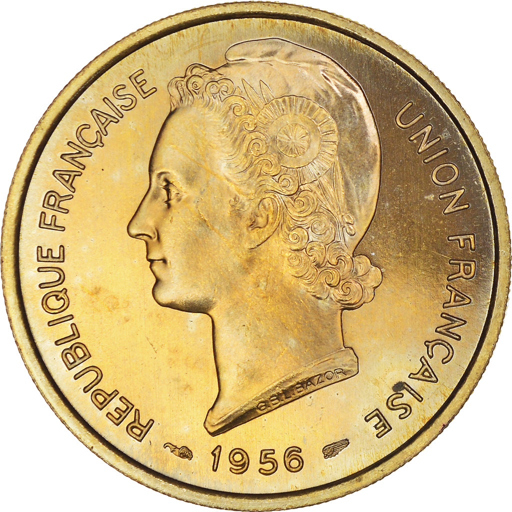 Coin, Togo, 25 Francs, 1956, Paris, ESSAI, MS(65-70), Bronze-Aluminium, KM:E8