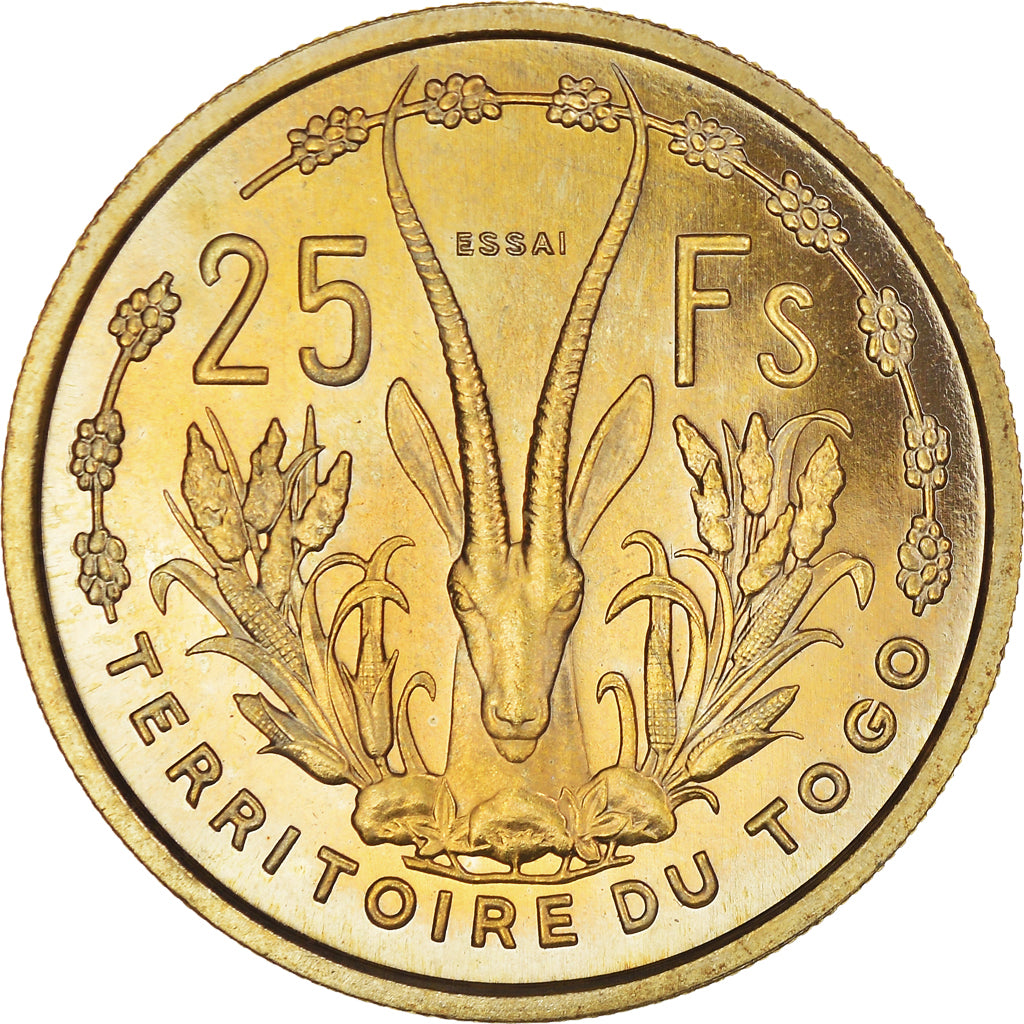 Coin, Togo, 25 Francs, 1956, Paris, ESSAI, MS(65-70), Bronze-Aluminium, KM:E8