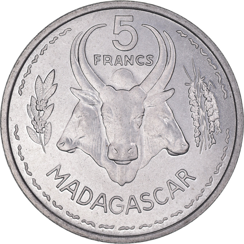 Coin, Madagascar, 5 Francs, 1953, Paris, ESSAI, MS(65-70), Aluminum, KM:E3