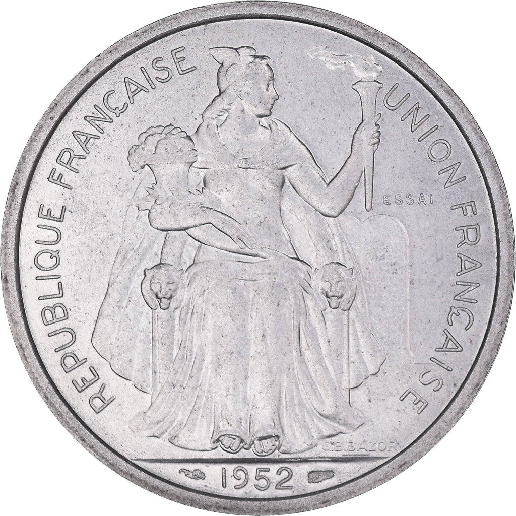 Moneta, Nuova Caledonia, 5 Francs, 1952, Paris, ESSAI, FDC, Alluminio, KM:E10
