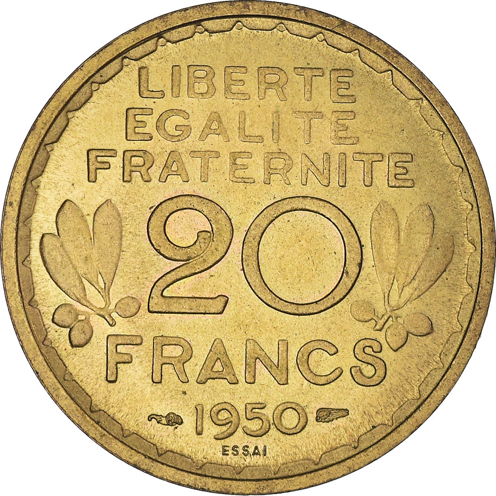 Moneta, Francia, 20 Francs, 1950, Paris, ESSAI, FDC, Alluminio-bronzo, KM:Pn112