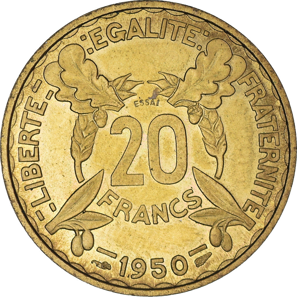 Coin, France, Essai de Turin, 20 Francs, 1950, Paris, ESSAI, MS(63)