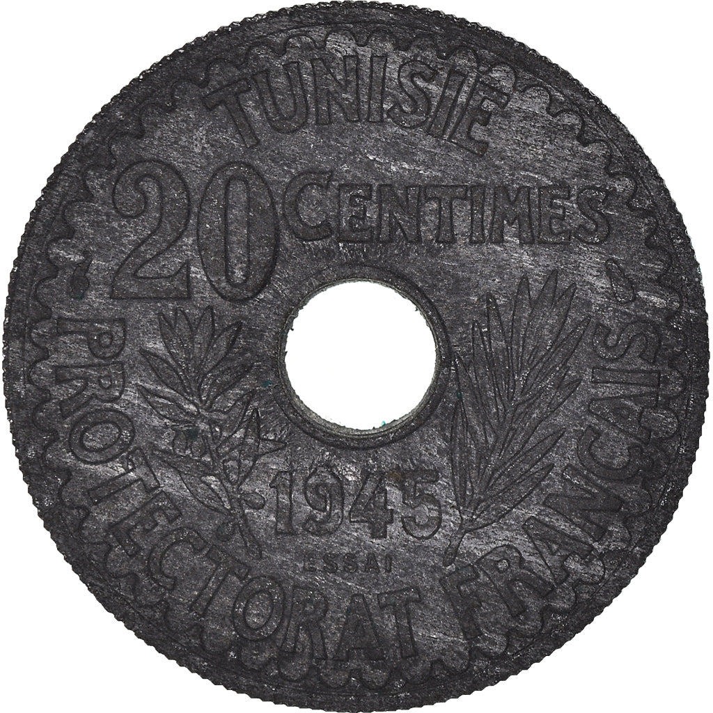 Moneta, Tunisia, Muhammad al-Amin Bey, 20 Centimes, 1945, Paris, PRÓBA, MS(63)