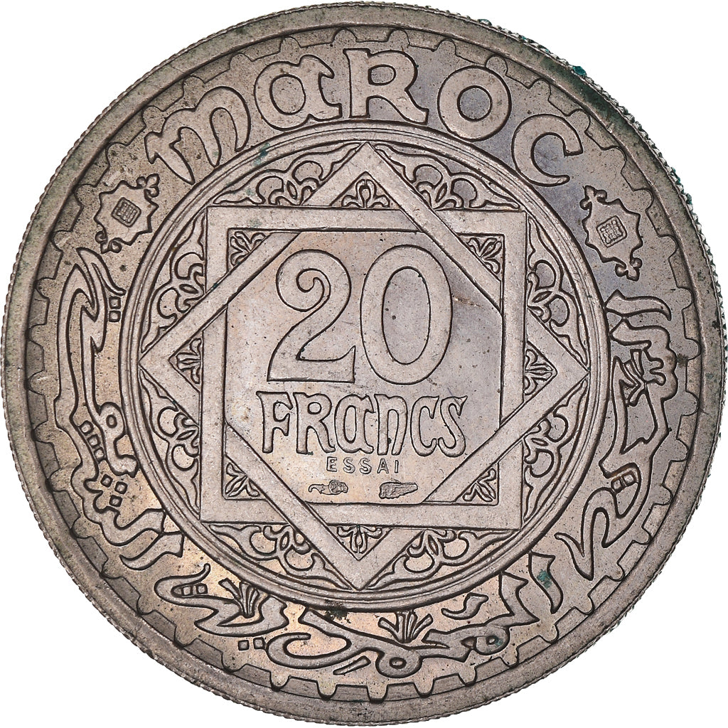 Moneta, Maroko, 20 Francs, AH 1366/1947, Paris, PRÓBA, AU(55-58)
