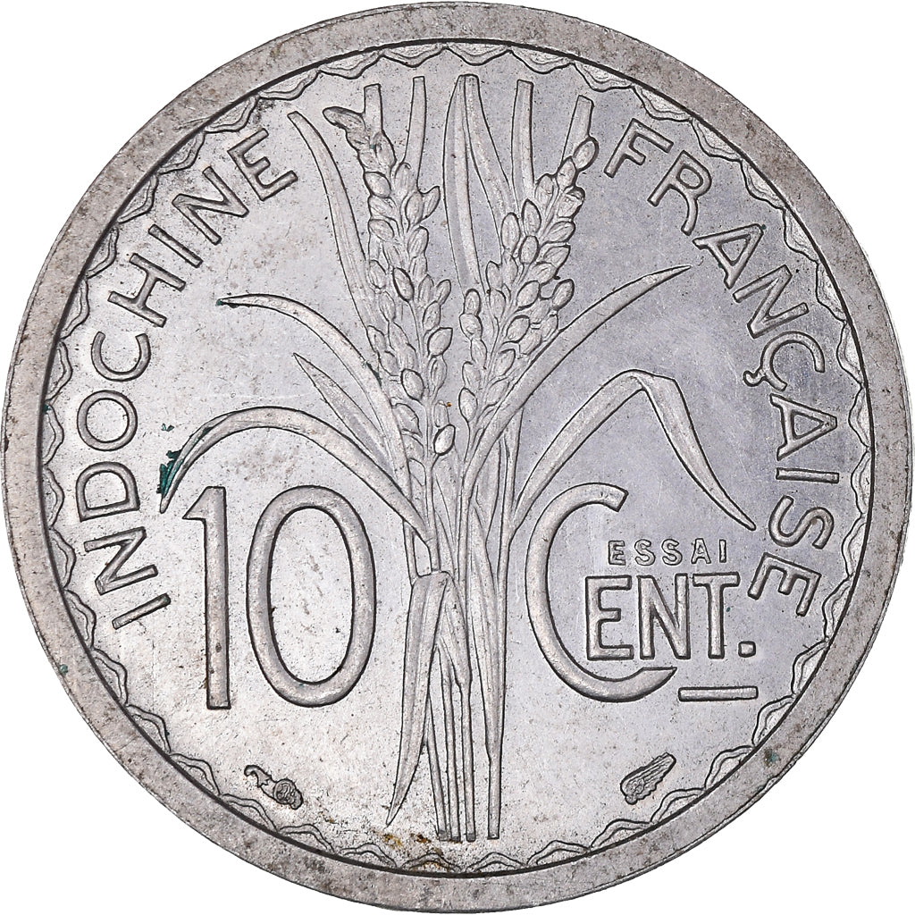 Moeda, INDOCHINA FRANCESA, 10 Cents, 1945, Paris, ENSAIO, MS(63), Alumínio