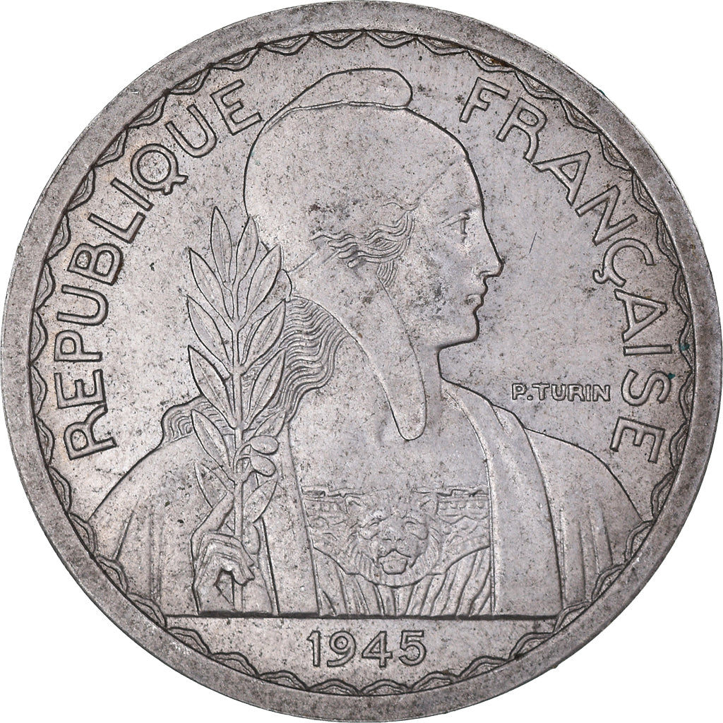 Moneta, FRANCUSKIE INDOCHINY, 20 Cents, 1945, Paris, PRÓBA, MS(64), Aluminium