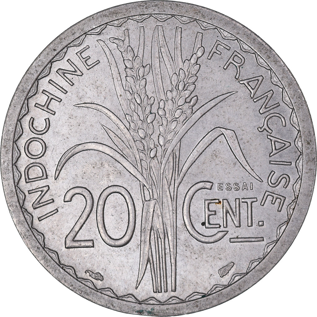 Moneta, FRANCUSKIE INDOCHINY, 20 Cents, 1945, Paris, PRÓBA, MS(64), Aluminium