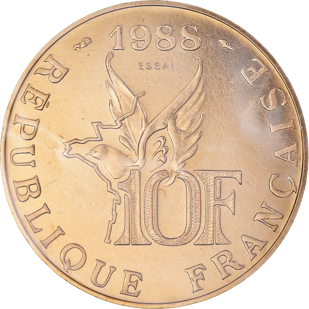 Monnaie, France, Roland Garros, 10 Francs, 1988, Paris, ESSAI, FDC