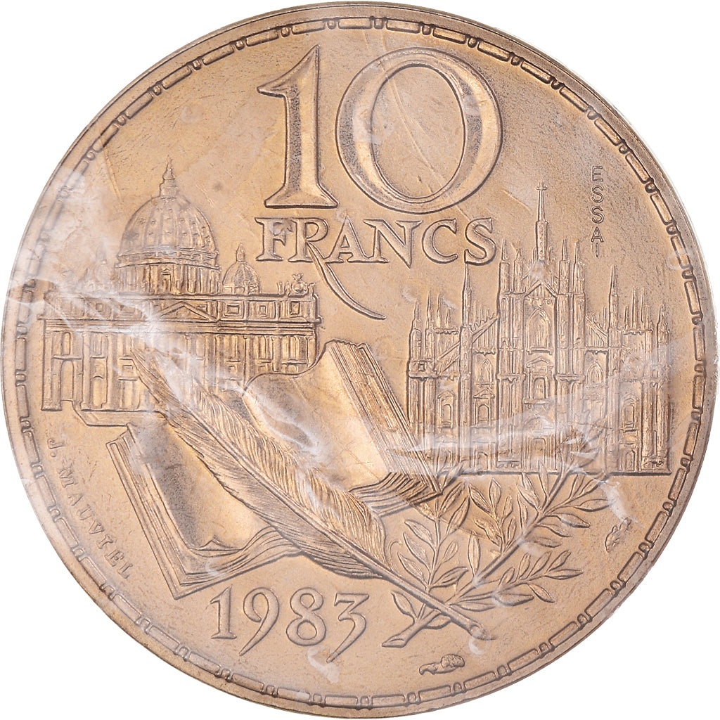 Coin, France, Stendhal, 10 Francs, 1983, Paris, ESSAI, MS(65-70), Nickel-Bronze