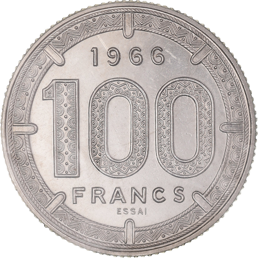 Moneta, PAŃSTWA AFRYKI RÓWNIKOWEJ, 100 Francs, 1966, Paris, PRÓBA, MS(65-70)
