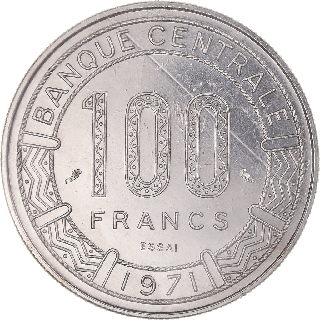 Coin, Cameroon, 100 Francs, 1971, Paris, ESSAI, MS(65-70), Nickel, KM:E13