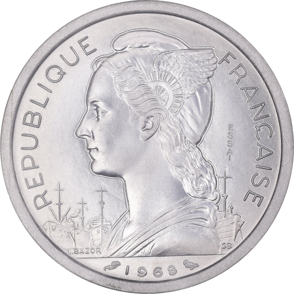 Moneta, AFARS E ISSAS FRANCESI, 2 Francs, 1968, Paris, ESSAI, FDC, Alluminio