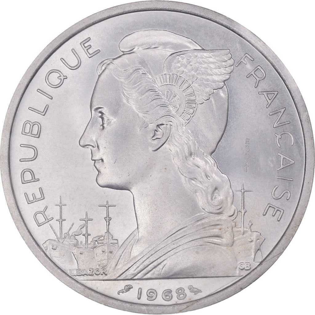 Moneta, AFARS E ISSAS FRANCESI, 5 Francs, 1968, Paris, ESSAI, FDC, Alluminio