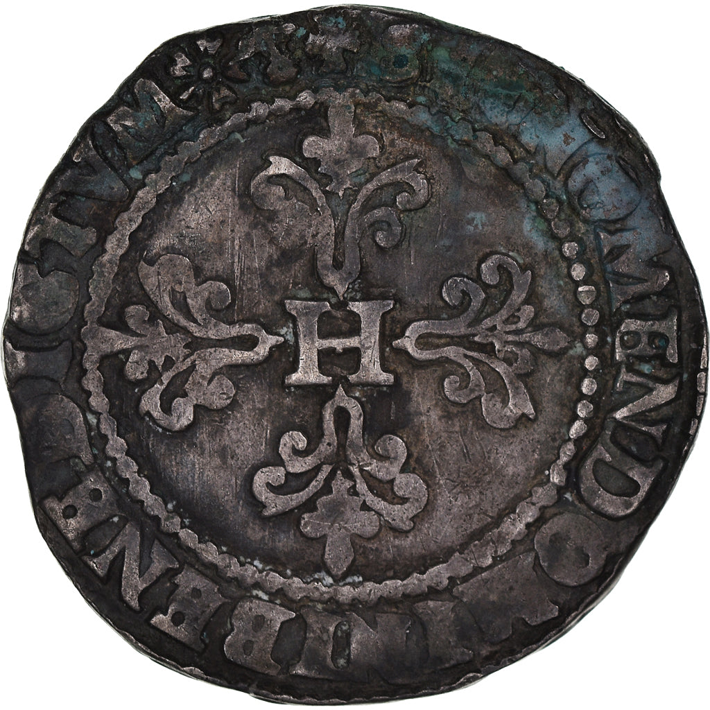 Moneta, Francia, Franc au Col Plat, 1581, Bayonne, MB, Argento, Sombart:4714