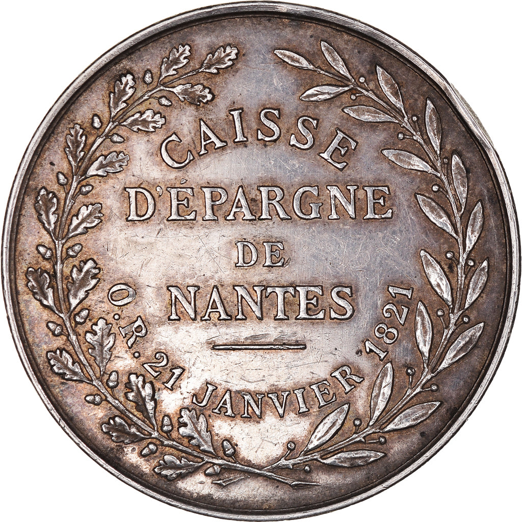 France, Token, Savings Bank, 1821, AU(50-53), Silver, Jacqmin:53