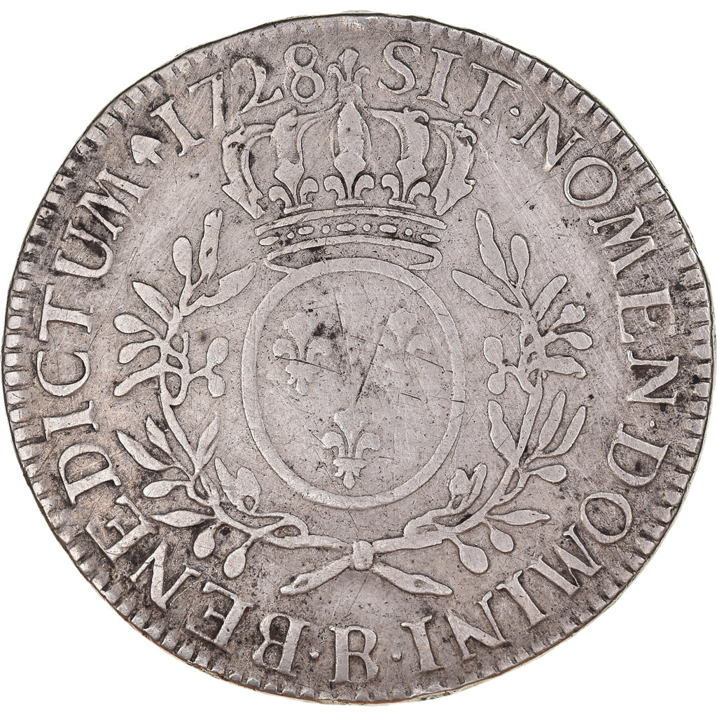 Coin, France, Louis XV, Écu aux branches d'olivier, Ecu, 1728, Rouen