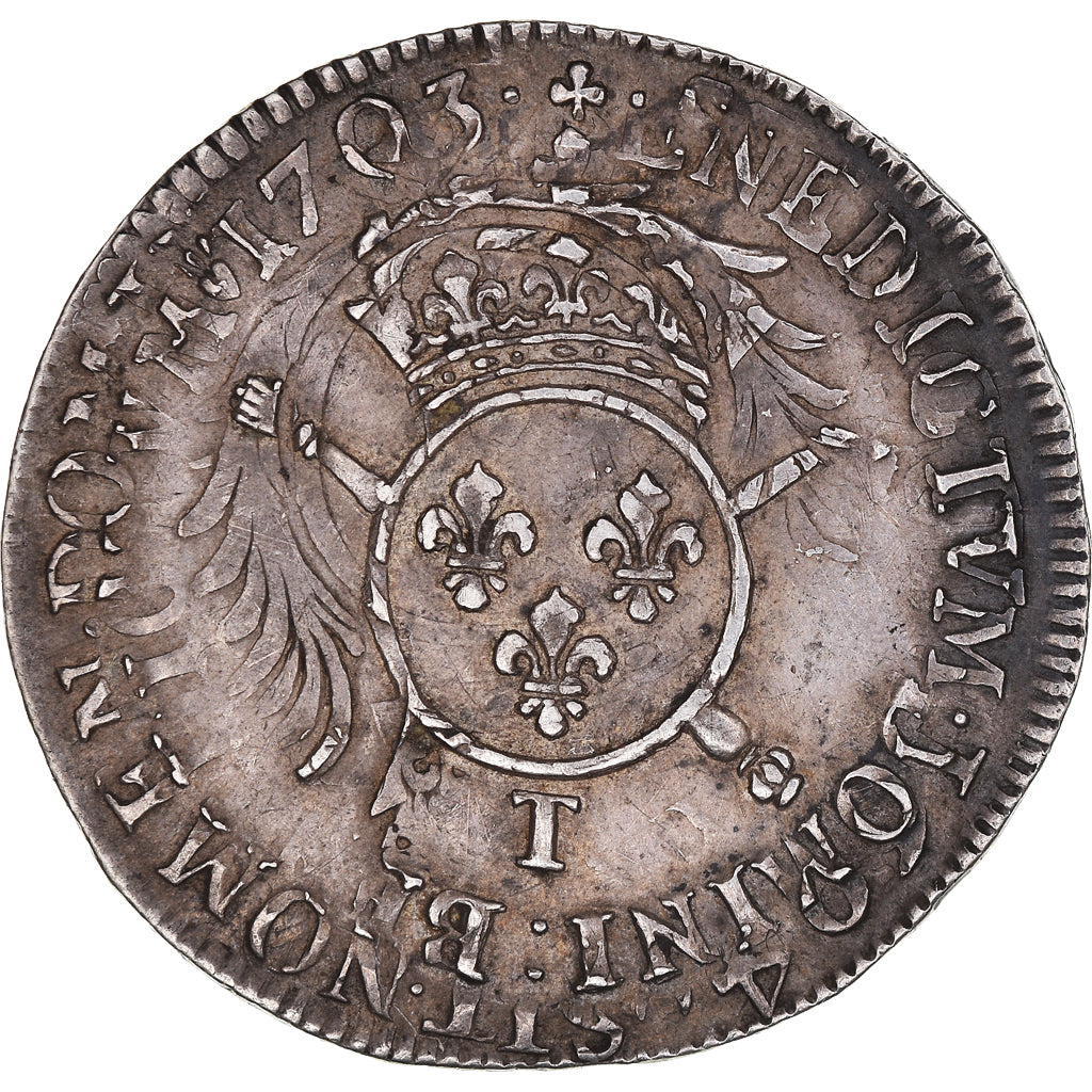 Munten, Frankrijk, Louis XIV, 1/2 Écu aux insignes, 1/2 ECU, 43 Sols, 1703