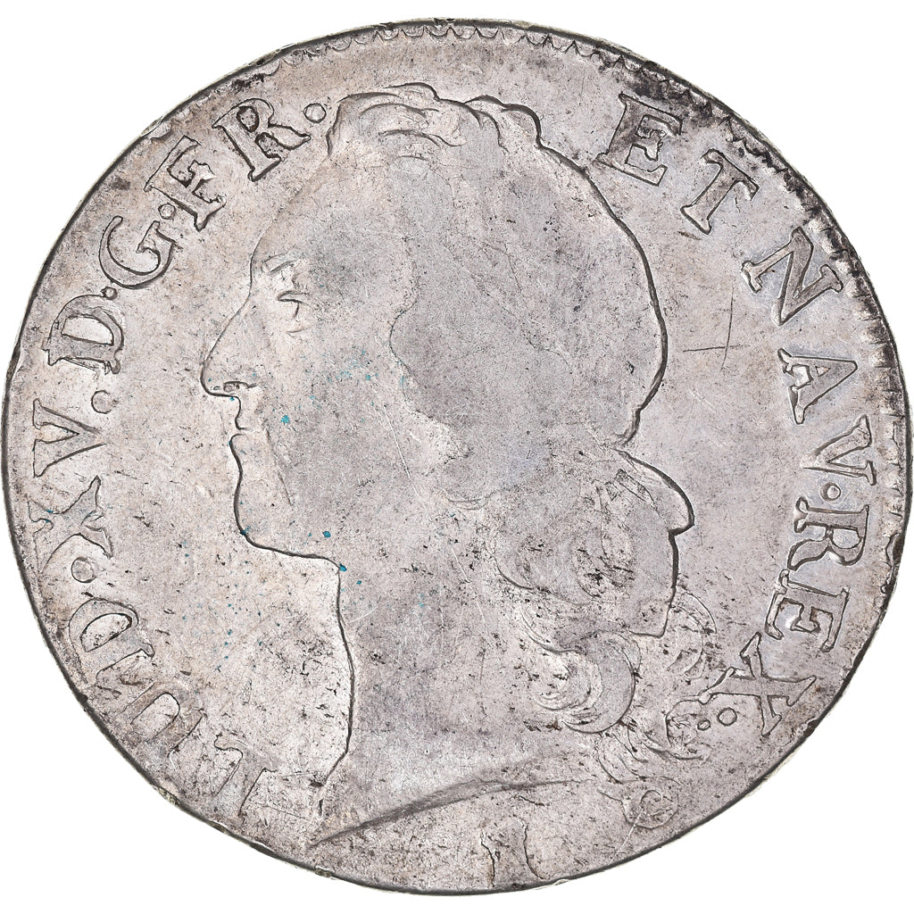 Moeda, França, Louis XV, Écu au bandeau, Ecu, 1743, Nantes, VF(30-35), Prata