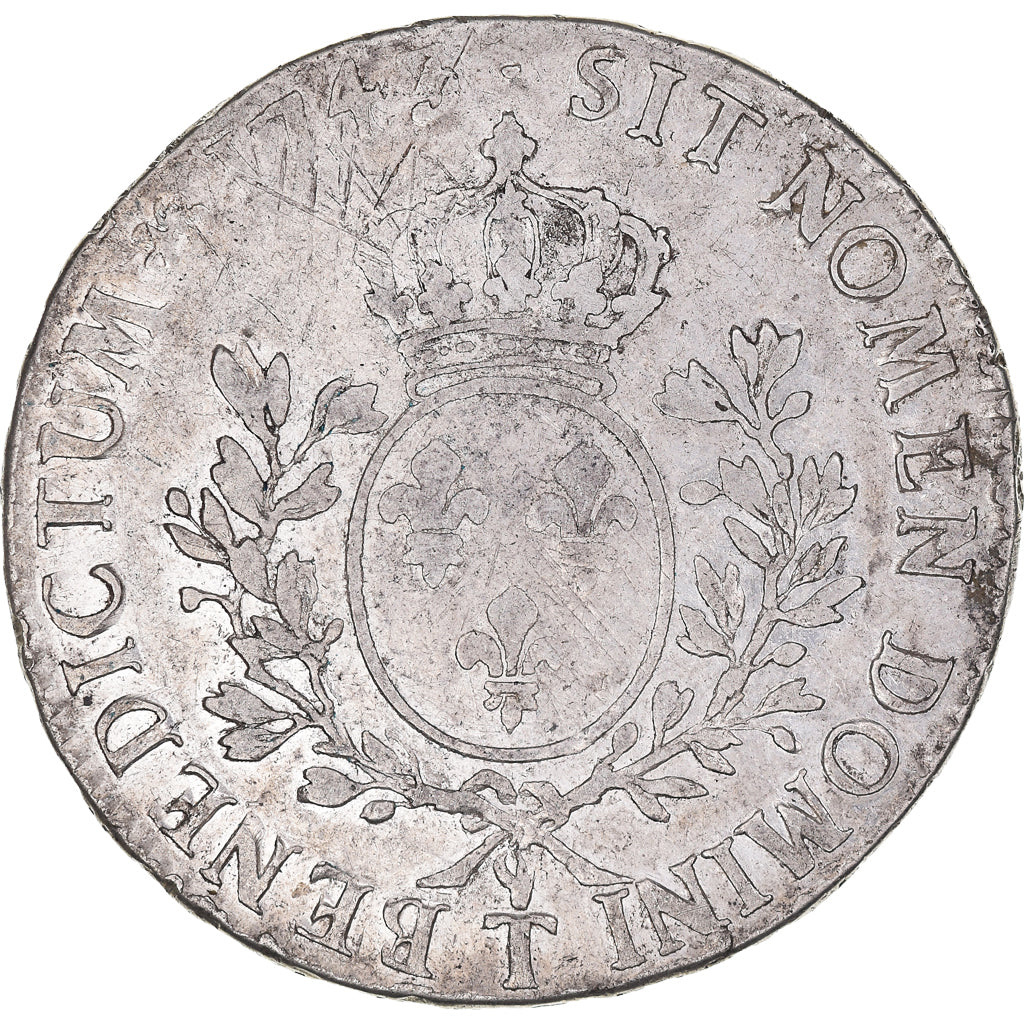 Moeda, França, Louis XV, Écu au bandeau, Ecu, 1743, Nantes, VF(30-35), Prata